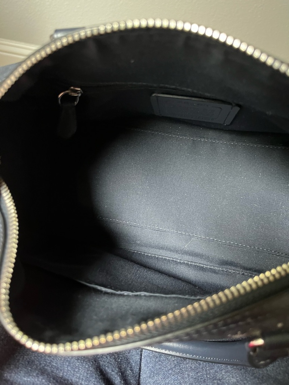 Coach Blue Satchel with White Snowflake Print - Picture 6 of 8